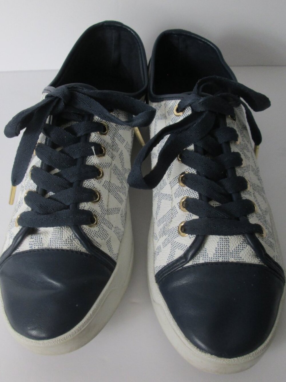 Michael Kors Women's Designer Sneakers Shoes Size 9M Lace-Up Navy Blue/White